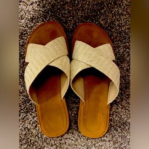 White slide on sandals